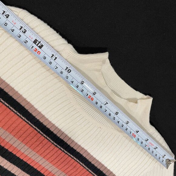 ~ Bodysuit XL Thong Stripe Knit* Mock Turtleneck Long Sleeve Snaps Brown Cream - Picture 6 of 13